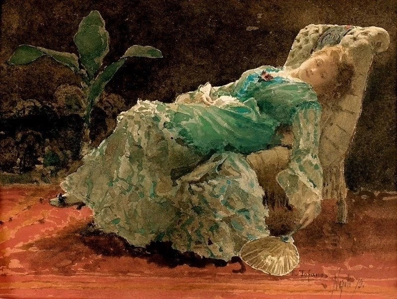 Edoardo Tofano-19-Fanciulla in interno, 1875